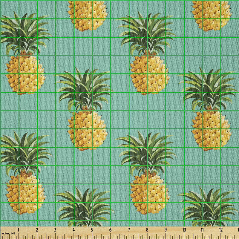 Dak Tropical Pineapples and Leaves Exotic Hawaiian Cuisine Vintage Design Fabric