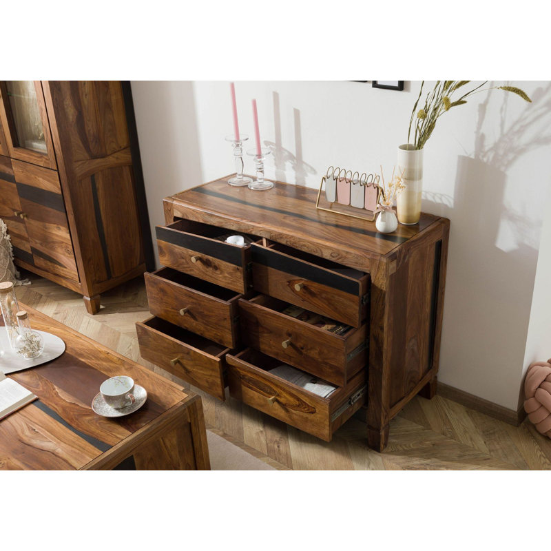 Ancona 110cm Solid Wood Sideboard, Painted Dark Brown
