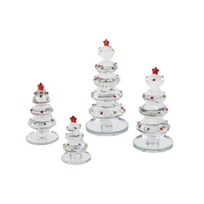 Crystal Christmas Tree Figurine — Decorative Holiday Tabletop Accent with Gem Detail