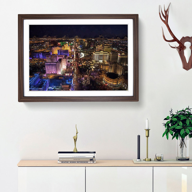Aerial View of the Las Vegas Strip in Abstract - Picture Frame Graphic Art Print on MDF, 27cm H x 36cm W x 2cm D