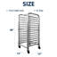 Support à paniers à 15 niveaux en aluminium avec roulettes verrouillables, chariot de refroidissement mobile de grande capacité pour restaurant de cuisine