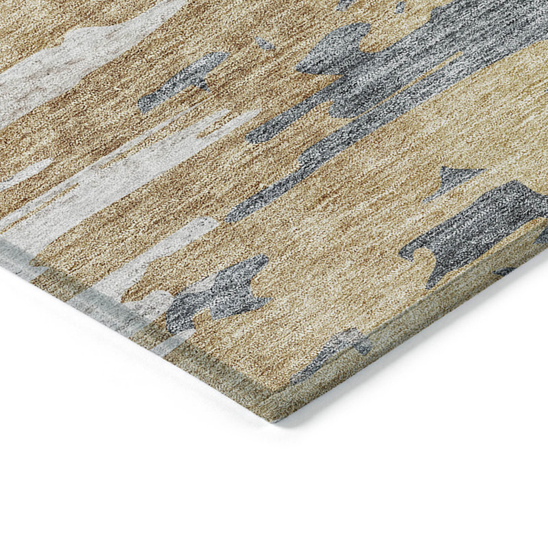 Tapis extérieur lavable abstrait gris anthracite 8 pi x 10 pi
