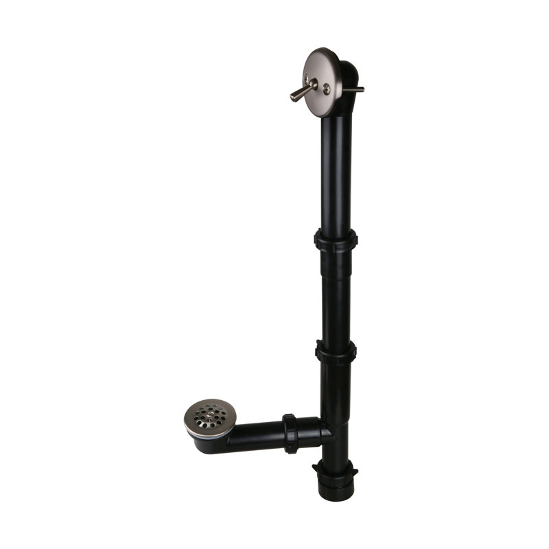 Baignoire en alcôve en acrylique blanc brillant avec drain extérieur 66 po x 32 po Streamline, Nickel brossé