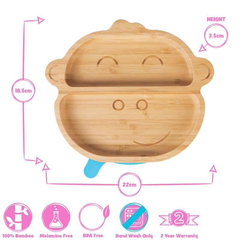 Tiny Dining - Children's Bamboo Suction Monkey Plate, Black