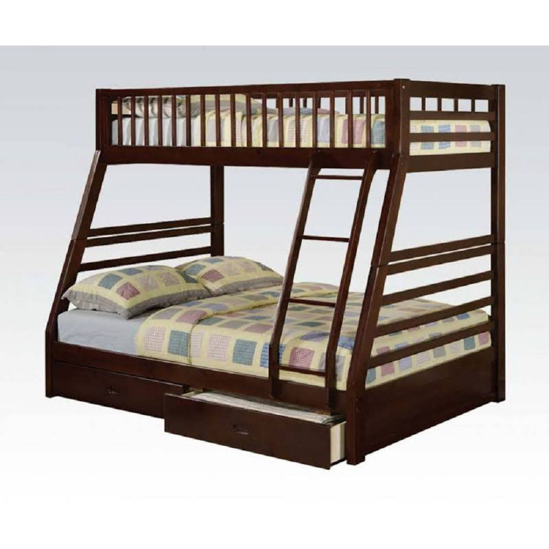 Kids Full Bunk Bed, Twin XL/Queen, Brown