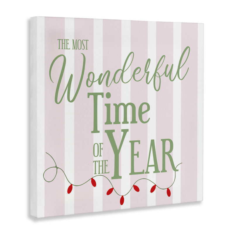 «Wonderful Time» sur toile à rayures festives, design par Lauren Rader, H 24 po x l 24 po