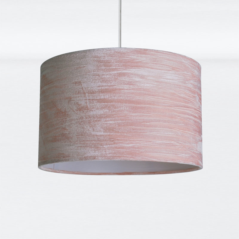 20cm H Velvet Drum Pendant Shade, Pink