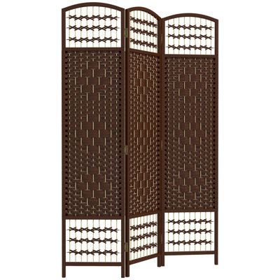 47.2 " W x 66.9 " H 3 - Panel Bamboo / Rattan and Solid Wood Folding Room Divider