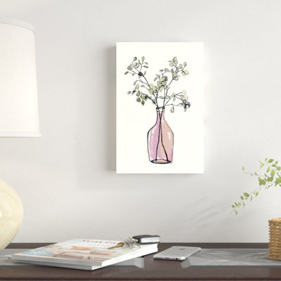 Aquarelle de plantes dans un vase - peinture sur toile tendue