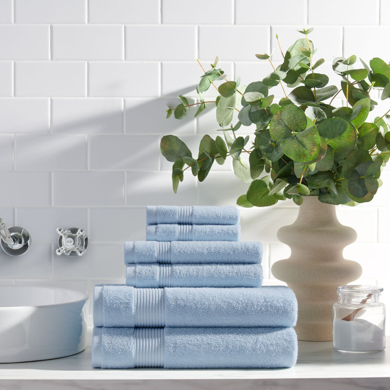 Brendle 6pc Bath Towel Set, Misty Blue