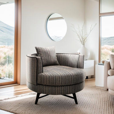 Chaise moderne pivotante à 360 degrés, fabriquée en bois massif et contreplaqué, siège en mousse haute densité, poids maximal de 250 lb, sans assemblage et mousse remplie de contreplaqué, charge, l 35 po x P 35,5 po H 27 po