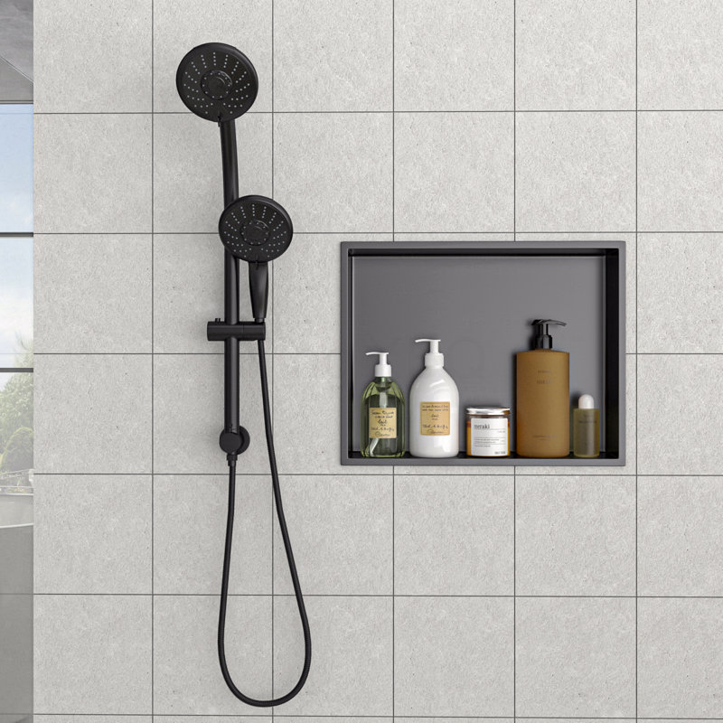 19" X 15" Stainless Steel Shower Niche, Gunmetal Black, 15" H x 19" W x 3.94" D, Gunmetal Black
