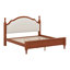 Structure de lit avec tête de lit tapissier courbée, structure de lit en bois de style Mid-Century avec support à lattes de bois-130569593-130569594