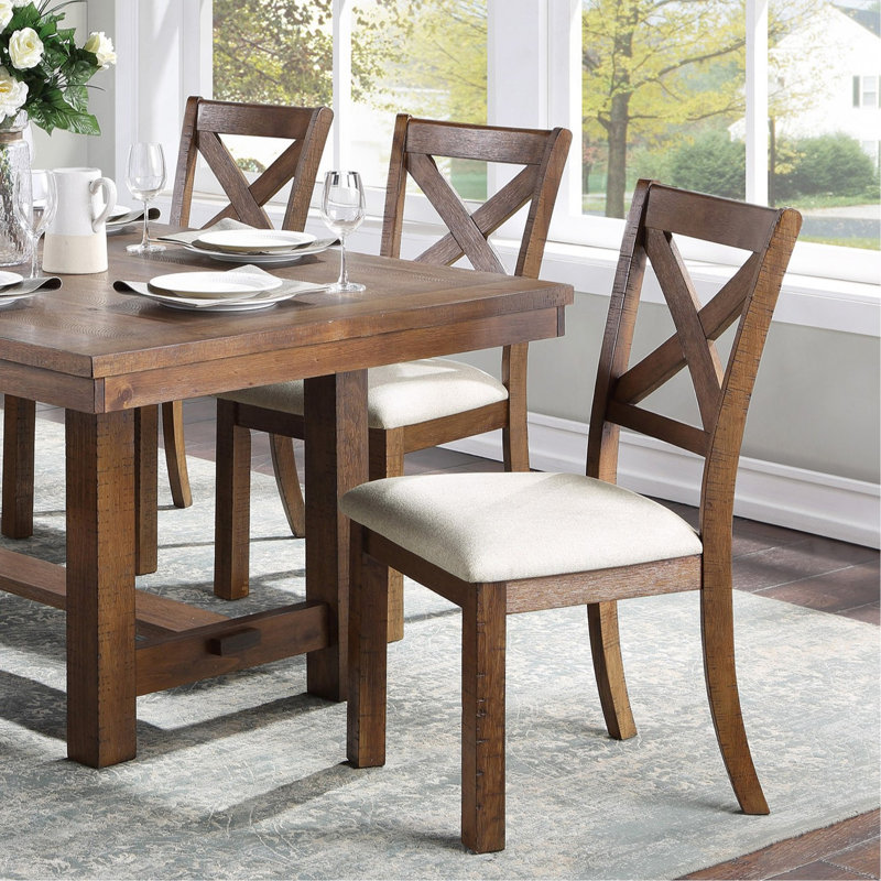 Ensemble de salle à manger 6 pièces, table de salle à manger rectangulaire en bois avec banc et chaises d'appoint rembourrées beiges, brun
