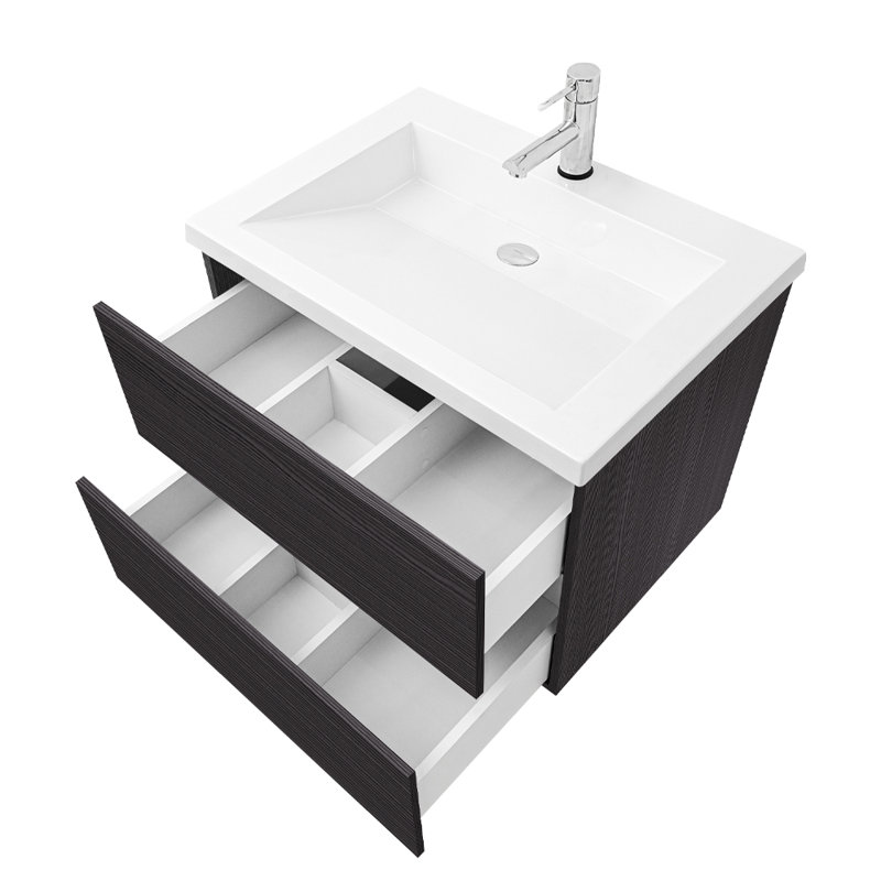 Almamy 31'' Single Bathroom Vanity with Marble Top, Dark Ebony