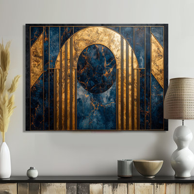 Geometric Golden Walnut Essential Forms - Abstract Art deco Canvas Wall Art