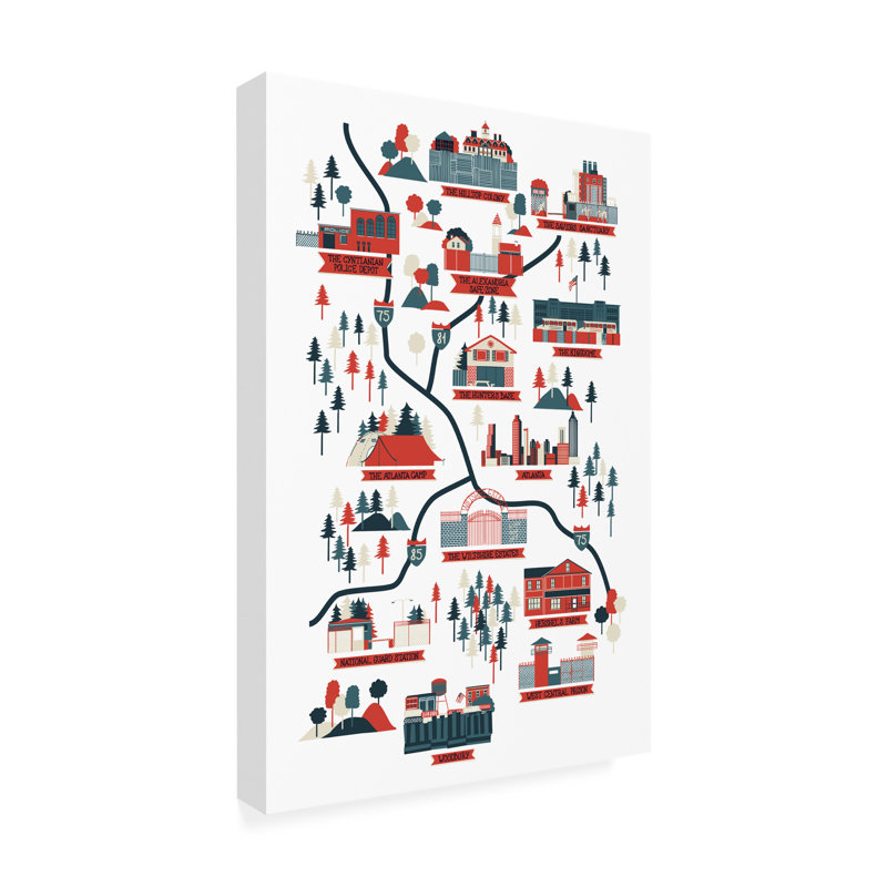 «The Walking Dead Map Verb on Canvas» par Robert Farkas, reproduction, H 19 po x l 12 po x P 2 po