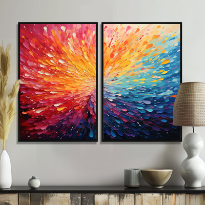 Hardedge Art Vibrant Velocity - ensemble de 2 impressions sur toile multicolores