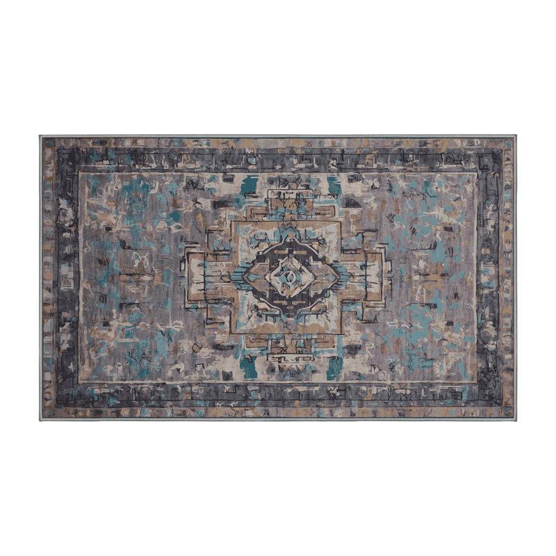 Machine Washable Gray Area Rug, Rectangle 8' x 10'