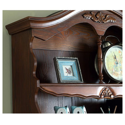 American-Style Solid Wood Desk with Integrated Bookshelf