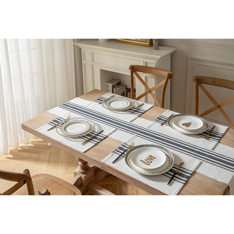 Napperon Groveton, Noir / beige