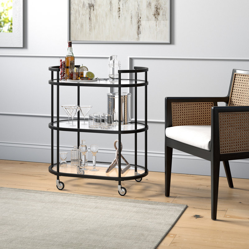 Metal Bar Cart, Blackened Bronze