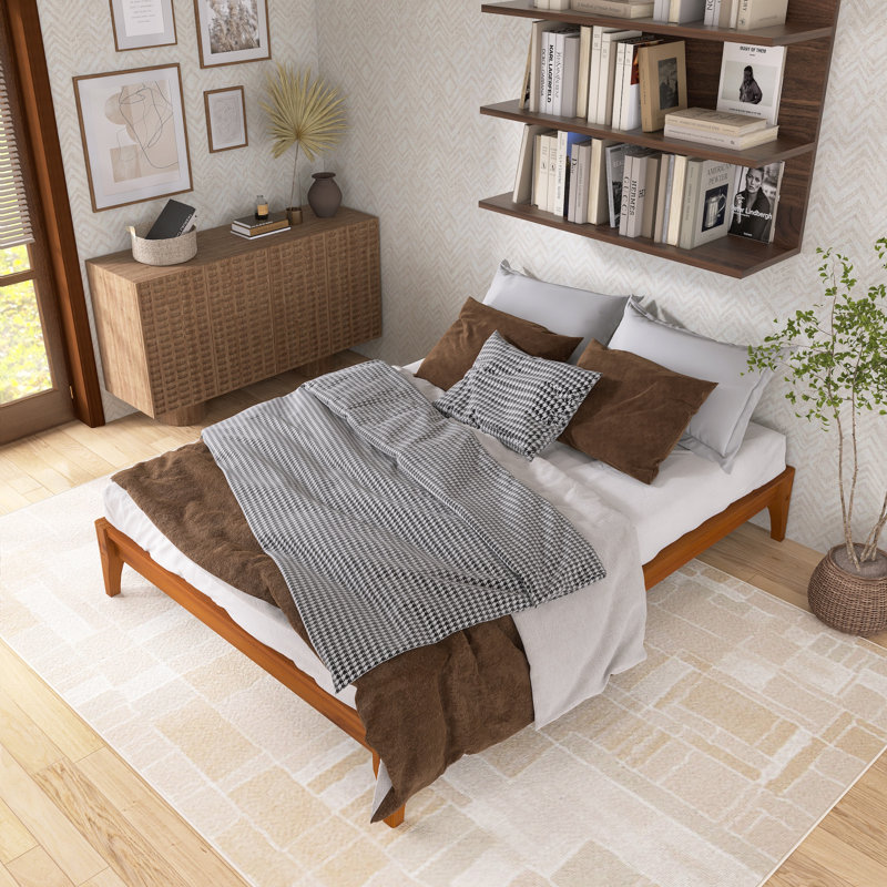 Solid Dry Bamboo Wood Platform Bed Frame