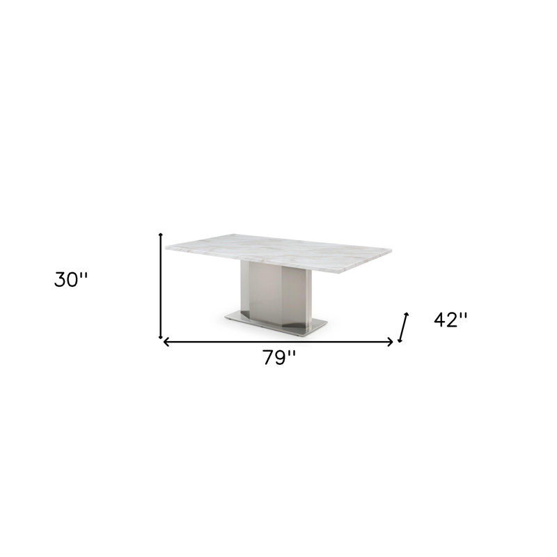Table de salle à manger de 79 po en acier inoxydable