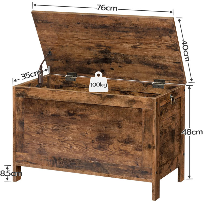 Wood Storage Bench, Rustic Brown