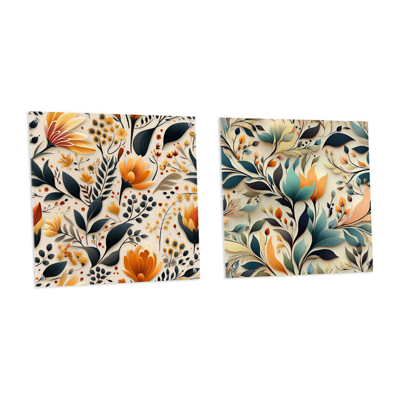 Lise - Ensemble de 2 art mural en verre acrylique, H 36 po x l 73 po