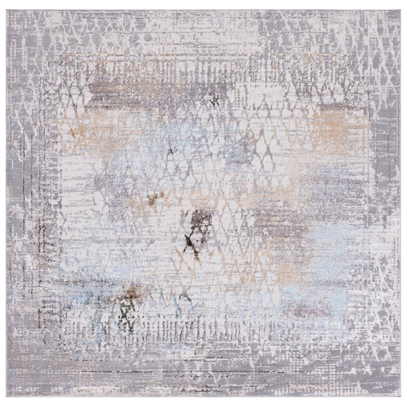 Aicia Air Performance Geometric Rug, Square 6'7"