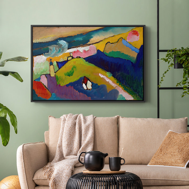 Lasseter " Murnau Mountain Landscape with Church " by Wassily Kandinsky Mixed Media and Black and White Photography Print