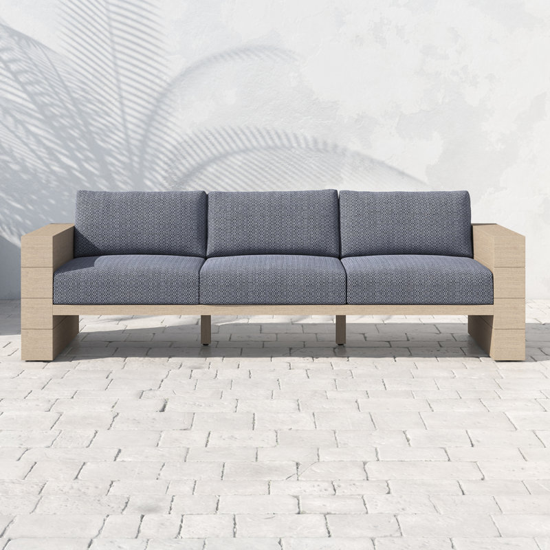 Tsubaki 96" Wide Patio Sofa, Washed Brown, Charcoal Polypropylene/Olefin