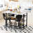 3-Piece Dining Table Set For Kitchen Breakfast Nook, Bar Table Set With Storage And Wine Shelves, With Counter Height Faux Marble Table And 2 Stools, Space Saving Bar Table And Chairs Set For Dining Room