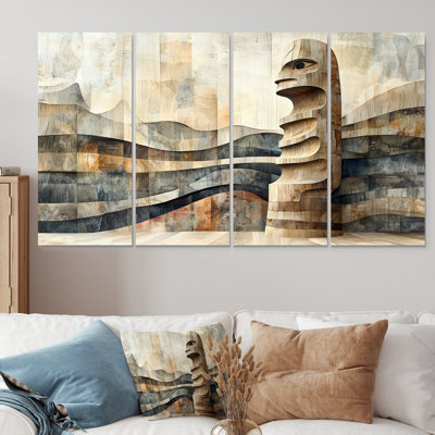 Canadian Totem Inuit Tower - Native American Art Wall Decor - Global Wall Art 4 Piece