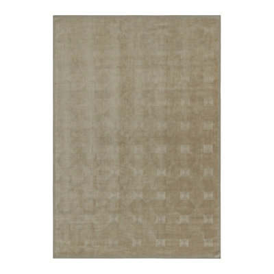 Rug & Kilim’S Austrian Style Art Deco Rug In Taupe And Beige Geometric Pattern