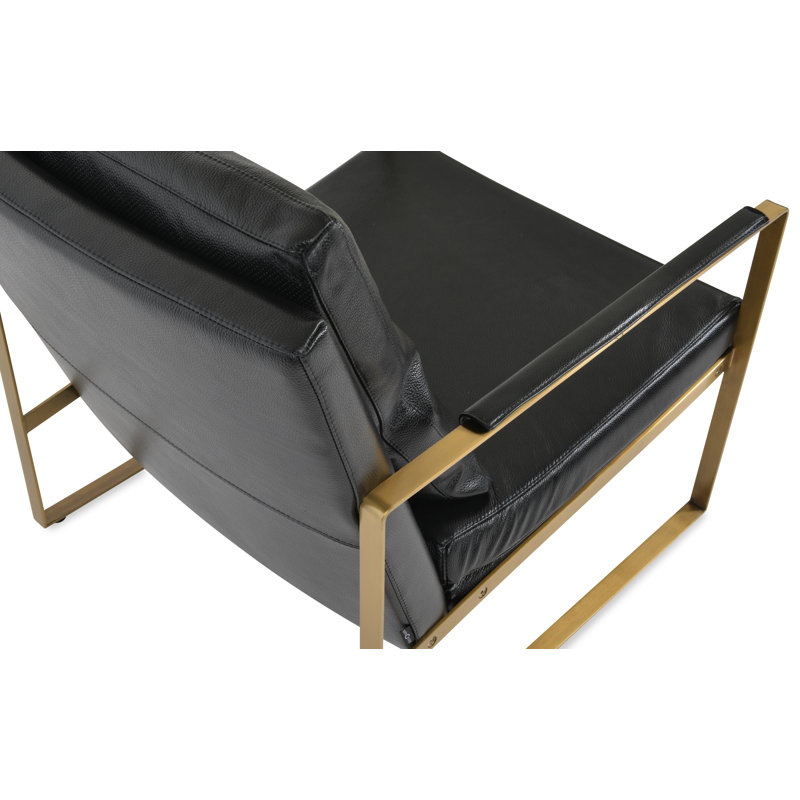 Méridienne en cuir véritable Zara, Noir
