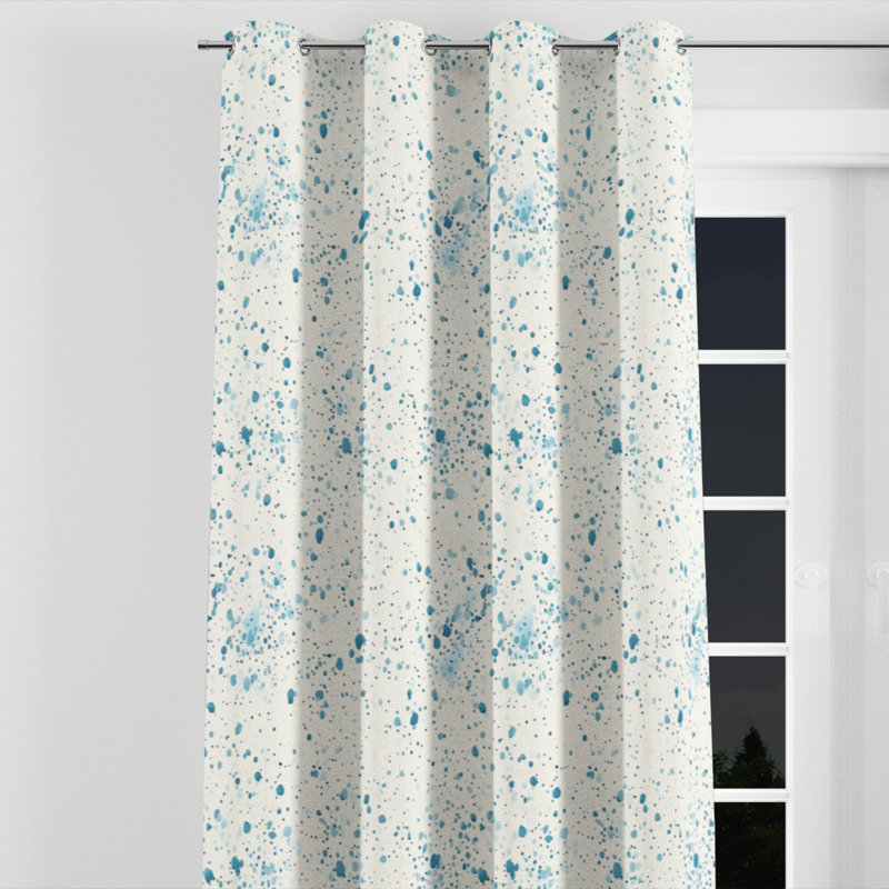 Abstract Room Darkening Curtains - Ivory Borbon Grommet Curtain - 1 Panel, 52" W x 120" L, Silver Grommets
