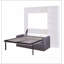 Lit escamotable double pleine grandeur avec canapé et tablettes, blanc-83124487