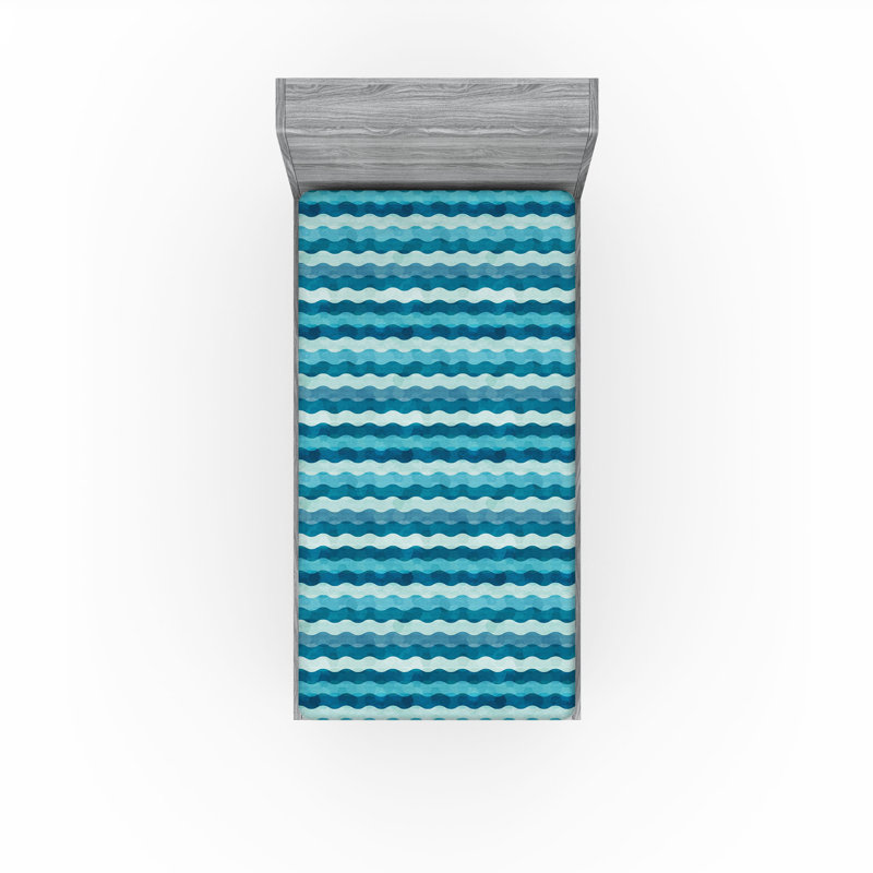 Drap-housse orange Ambesonne, Turquoise / bleu sarcelle abstrait, Drap-housse pour lit simple TG