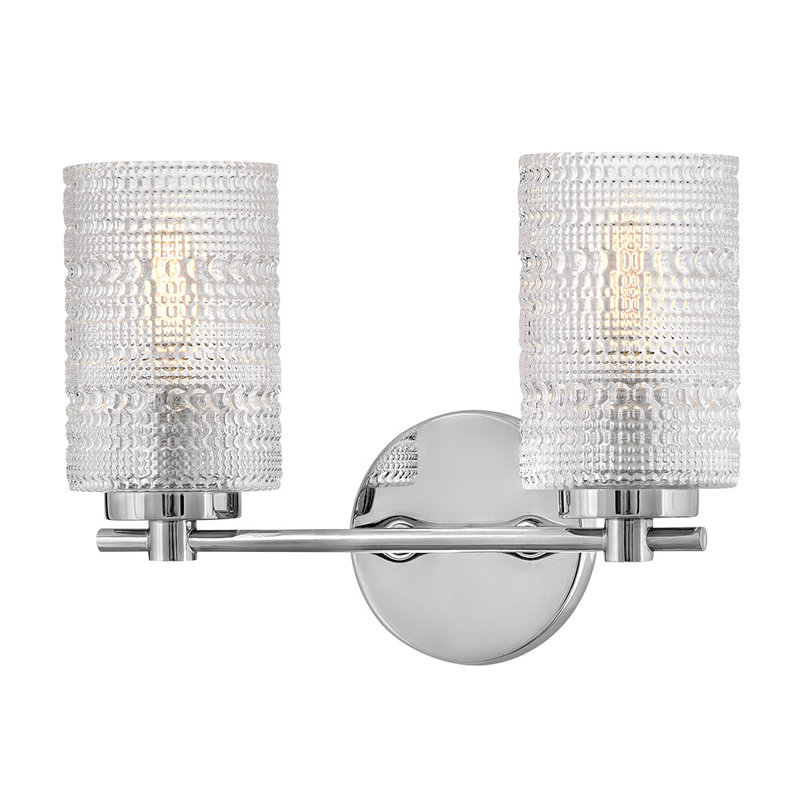 Luminaire de salle de bain 2 lumières avec verre clouté transparent Witt, Chrome chrome