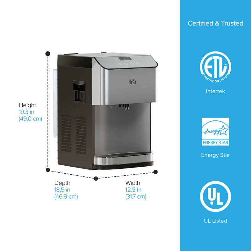 Brio Countertop Bottleless Electric Filtered Water Dispenser, Stainless Steel