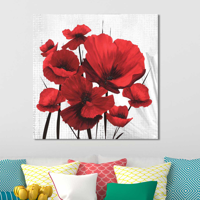 «Big Red Poppies I», impression sur toile, H 24 po x l 24 po x P 1,5 po