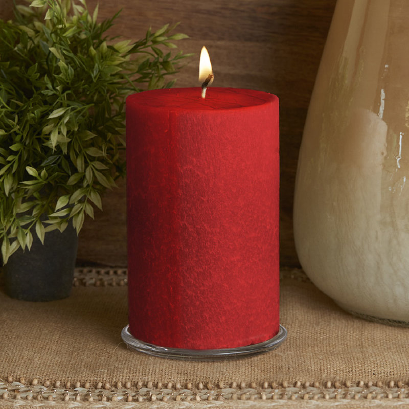 Bougie colonne non parfumée Timberline, H 6 po x l 4 po x P 4 po, Rouge