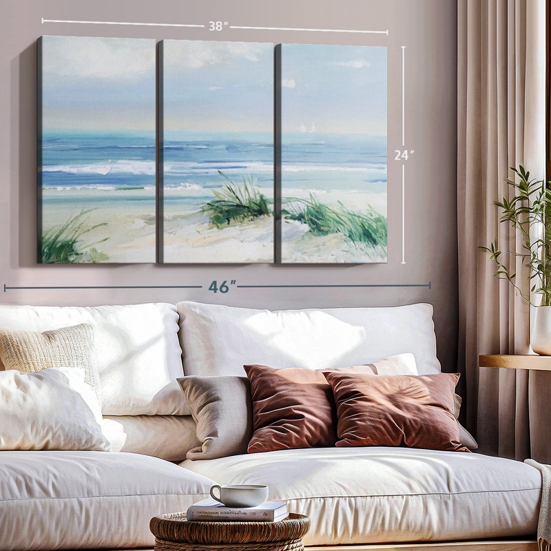 «Coastal Breezes», 3 pièces sur toile, H 24 po x l 38 po x P 1,25 po