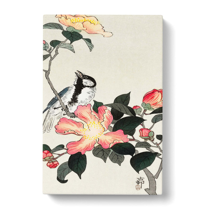 Great Tit On A Branch by Ohara Koson - Wrapped Canvas Painting, 76cm H x 50cm W x 3cm D