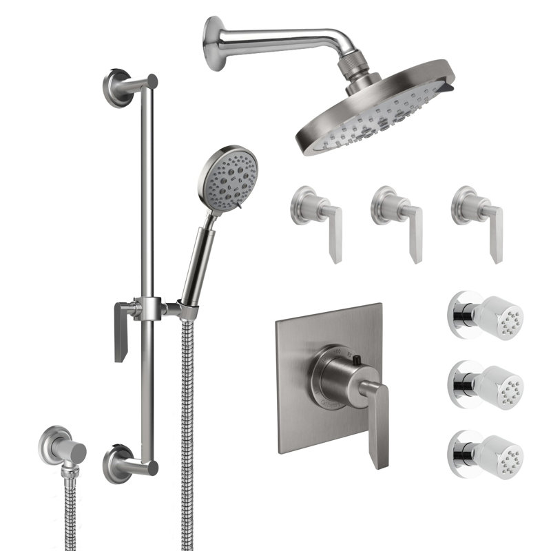 Rincon Bay 1.8 GPM Styletherm 0.75" Thermostatic Complete Shower System, Satin Nickel