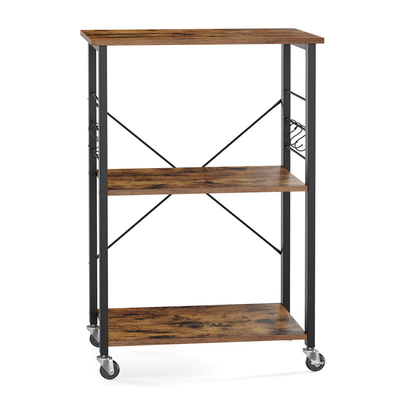 Drew 23.6 " W Kitchen Island, Rustic Brown/Black