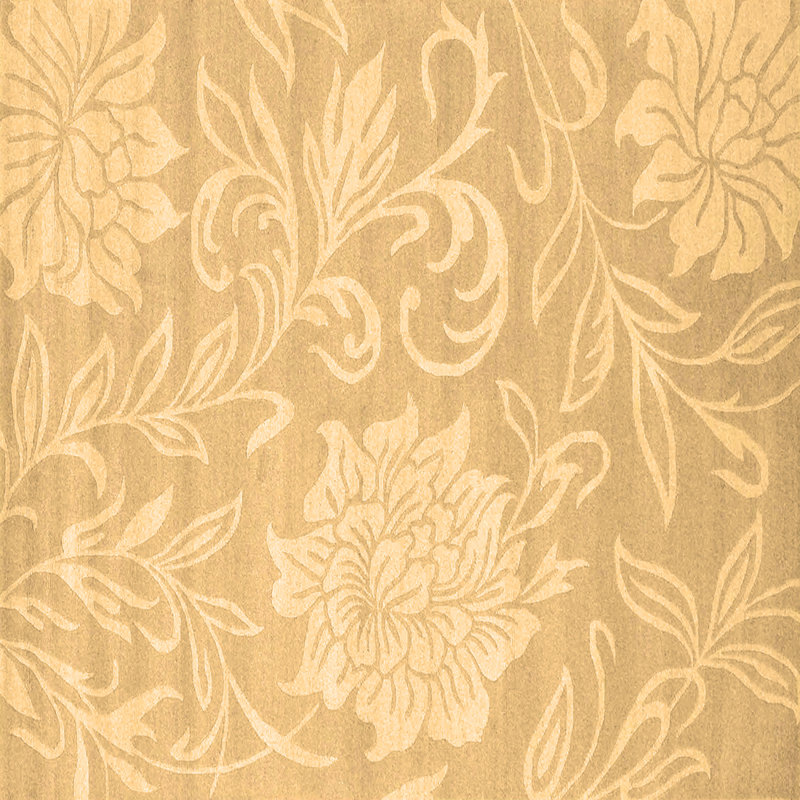 Tapis carré en laine / polyester tissé à la machine à motif floral brun / gris 4 pi x 4 pi