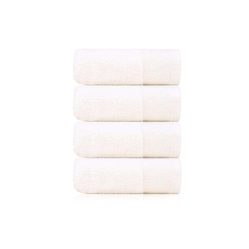 Hardee 4 Piece 100% Cotton Hand Towel Set, White